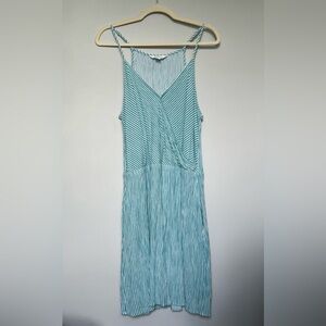 Market & Spruce teal/white striped dress -Size Large